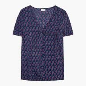 J. Crew Dark Blue and Red Paisley Top